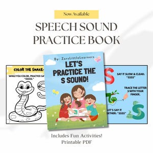 S Sound Articulation Practice Book | Printable Speech Therapy for Kids | Speech Delay Resource | Speech Sound Practice | ZarsLittleLearners