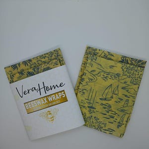 Reusable Beeswax Food Storage Bags, Set of 2 (35x30 cm & 30x25 cm), Plastic Free, Eco Friendly, Zero Waste Kitchen Solution, Kitchen Gift