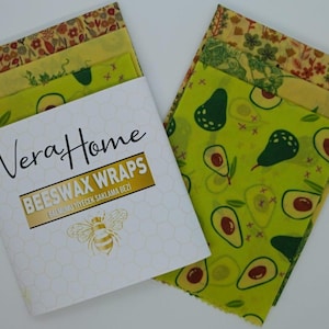 Beeswax Food Storage Set (35x30 Bag, 30x30 & 25x25 Wraps) – Eco-Friendly, Organic, Reusable, Plastic-Free Beeswax Cloths, %100 Eco