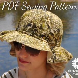 Sun Hat Pattern, PDF Sewing Pattern, Beach Hat Pattern, Womens Hat Pattern, Hat Sewing Pattern, Wide Brim Hat, Sew Beach Hat, Sew Sun Hat