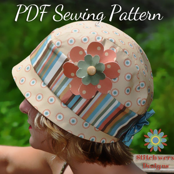 Vintage Cloche HAT SEWING PATTERN, Digital Hat Pattern, Retro Flapper Hat Pattern, Baby Girl Teen Womens Hat Sewing Pattern, Digital Pdf