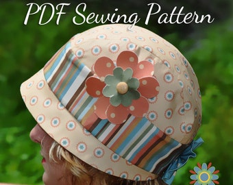 Vintage Cloche HAT SEWING PATTERN, Digital Hat Pattern, Retro Flapper Hat Pattern, Baby Girl Teen Womens Hat Sewing Pattern, Digital Pdf