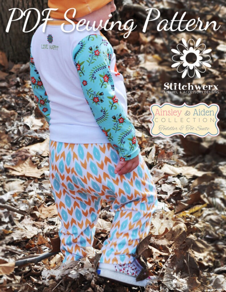 Toddler Child Knit Pants Sewing Pattern, Easy Toddler Clothes Sewing Pattern, Yoga waist Childs Pants Sewing Pattern, Size 18m to 6 Years image 3