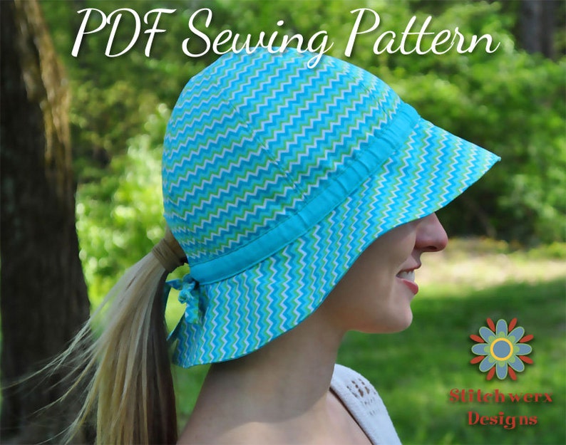 Garden Hat, PDF Sewing Pattern, Sun Hat Pattern, Baby Hat Pattern, Girls Hat Pattern, Womens Hat Pattern, Hat Sewing Pattern, Gardening Hat image 1