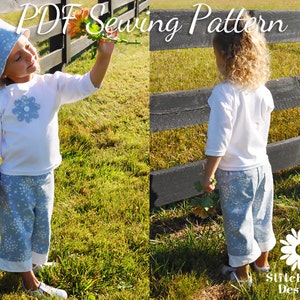 PDF Sewing Pattern, Ruffle Pants, Boutique Girls Pants, Capri Pattern, Child Clothes Sewing, Toddler Clothes, Sewing Pattern, Shorts Pattern image 3