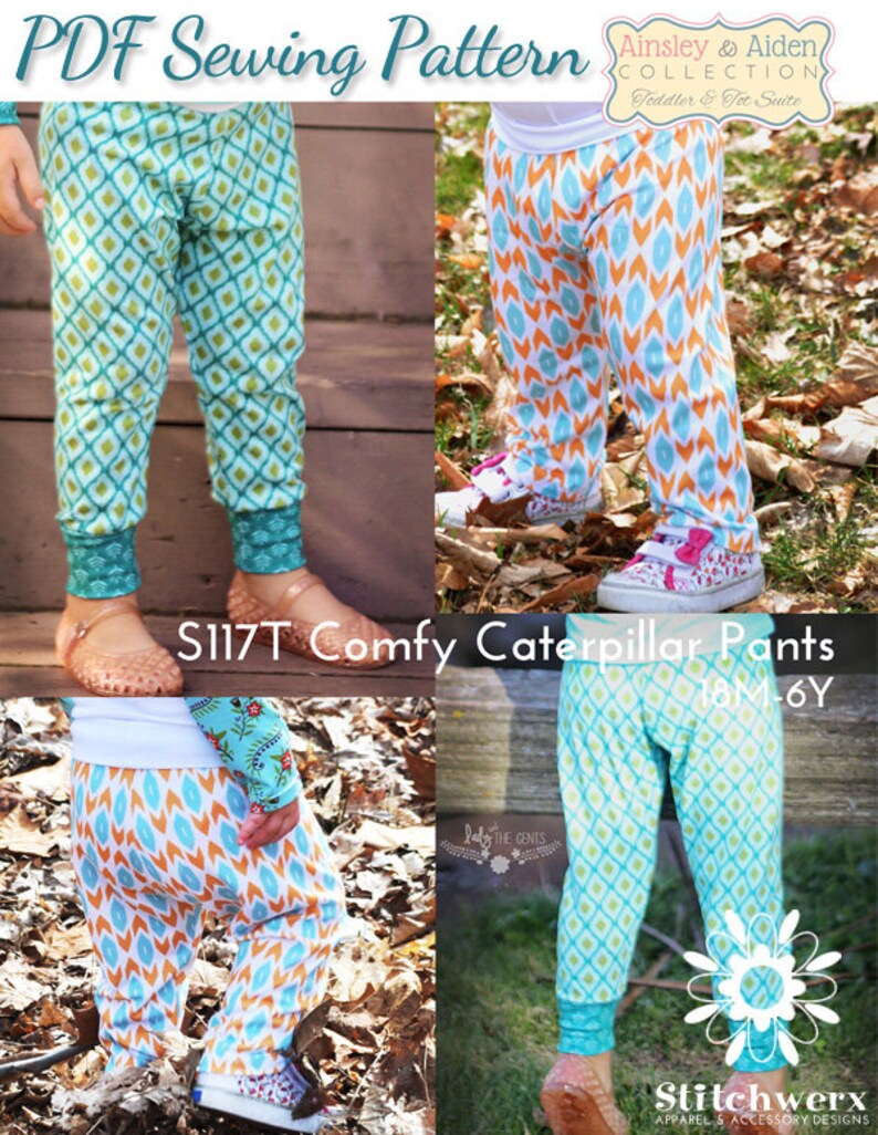 Toddler Child Knit Pants Sewing Pattern, Easy Toddler Clothes Sewing Pattern, Yoga waist Childs Pants Sewing Pattern, Size 18m to 6 Years image 2