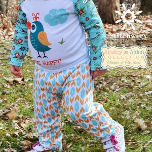 Toddler Child Knit Pants Sewing Pattern, Easy Toddler Clothes Sewing Pattern, Yoga waist Childs Pants Sewing Pattern, Size 18m to 6 Years image 1