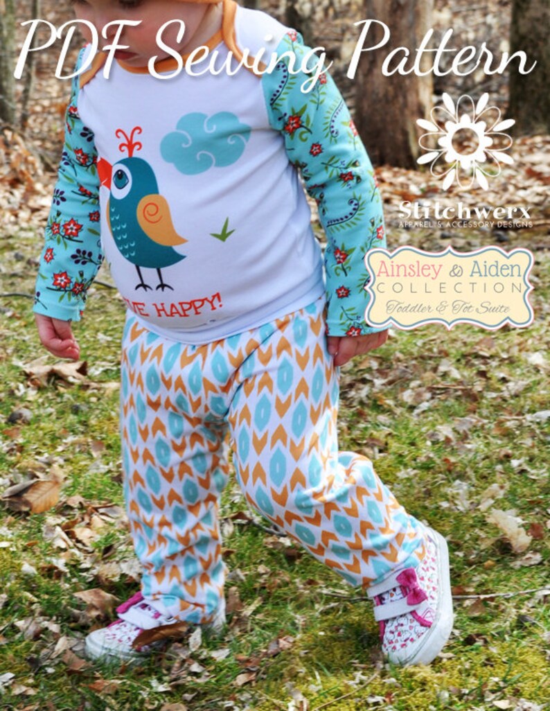 Toddler Child Knit Pants Sewing Pattern, Easy Toddler Clothes Sewing Pattern, Yoga waist Childs Pants Sewing Pattern, Size 18m to 6 Years image 1