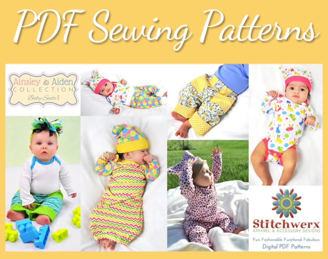 BABY SEWING PATTERNS, Set of 4 Baby Pattern Bundle, Baby Knit Sewing ...