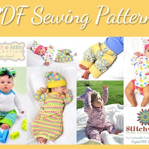 BABY SEWING PATTERNS, Set of 4 Baby Pattern Bundle, Baby Knit Sewing, Digital Baby Sewing Patterns, Preemie Sewing Patterns, Digital Pdf
