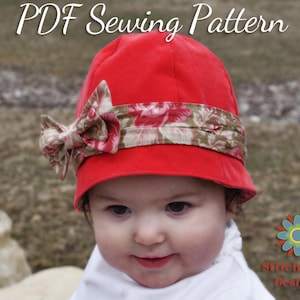 GIRLS CLOCHE HAT Sewing Pattern, Baby Toddler Girl Vintage Retro Hat Pattern, Digital Pdf Childs Hat Sewing Pattern, 7 sizes