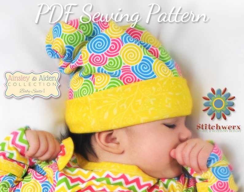 Baby Hat Pattern, Sew Slouchy Beanie, Baby Sewing Patterns, Infant Hat Pattern, Square Baby Hat, Slouchy Hat Pattern, Baby Clothes Pattern image 2