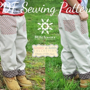 Lined Toddler Child Pants Sewing Pattern, Toddler Child Clothes Sewing Pattern, Kids Pants, Girls pants, Boys pants pattern, 18m 6y image 1