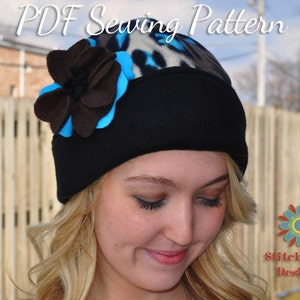 Fleece Hat Pattern, PDF Sewing Pattern, Womens Hat Pattern, Childs Hat Pattern, Knit Hat Pattern, Knit Hat Sewing, Easy Hat Pattern
