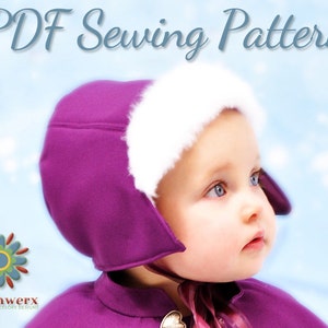 Bonnet Sewing Pattern, Hat PDF Pattern, Girls Hat Pattern, Womens Hat Pattern, Vintage Bonnet, Fur Brim Hat Pattern