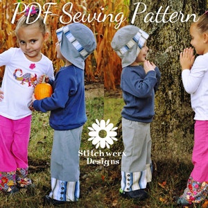 PDF Sewing Pattern, Ruffle Pants, Boutique Girls Pants, Capri Pattern, Child Clothes Sewing, Toddler Clothes, Sewing Pattern, Shorts Pattern image 2