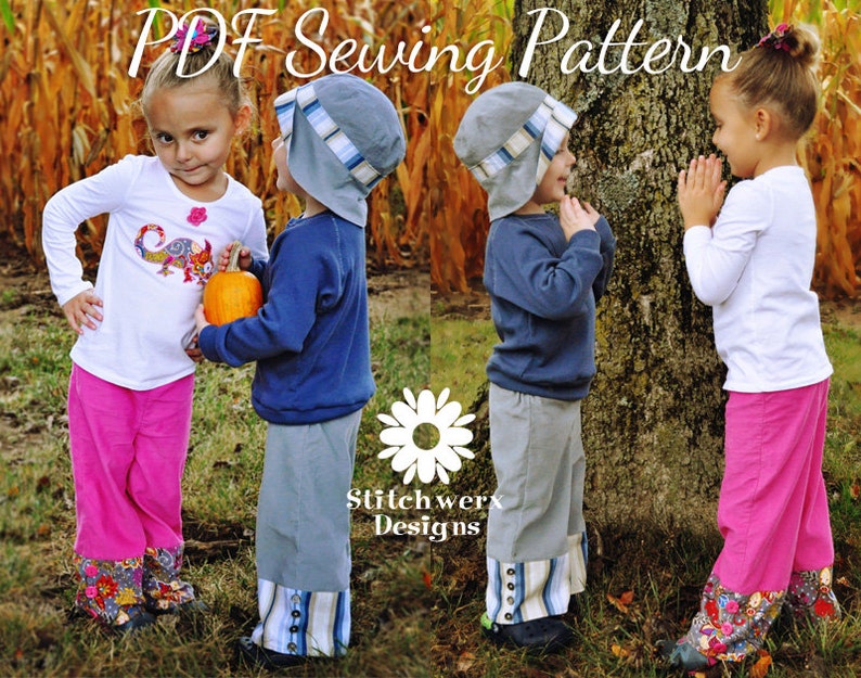 PDF Sewing Pattern, Ruffle Pants, Boutique Girls Pants, Capri Pattern, Child Clothes Sewing, Toddler Clothes, Sewing Pattern, Shorts Pattern image 2