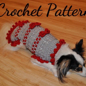 CROCHET PATTERN, Small Dog Sweater, Ribbons and Bows Sweater, Pet Clothes, Dog Clothes, Dog Sweater, Pattern, Crochet for Dogs, Crochet
