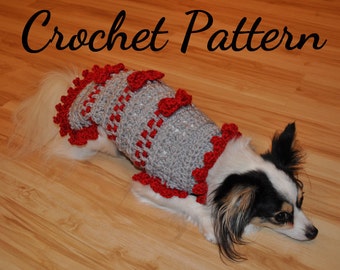 CROCHET PATTERN, Small Dog Sweater, Ribbons and Bows Sweater, Pet Clothes, Dog Clothes, Dog Sweater, Pattern, Crochet for Dogs, Crochet