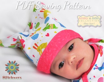 BABY HAT Sewing PATTERN, Baby Beanie Pattern, Baby Hat Pattern, Pdf Sewing Pattern, Baby Sewing Patterns, Sizes Preemie-12M