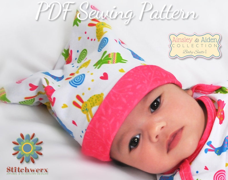 Baby Hat Pattern, Sew Slouchy Beanie, Baby Sewing Patterns, Infant Hat Pattern, Square Baby Hat, Slouchy Hat Pattern, Baby Clothes Pattern image 4