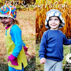 UNISEX Kids Clothes SEWING PATTERN, Childs T Sewing Pattern, Digital Sewing Pattern, Kids Knit Sewing, Tee Tunic Sweatshirt Dress, 9m-10Y image 1