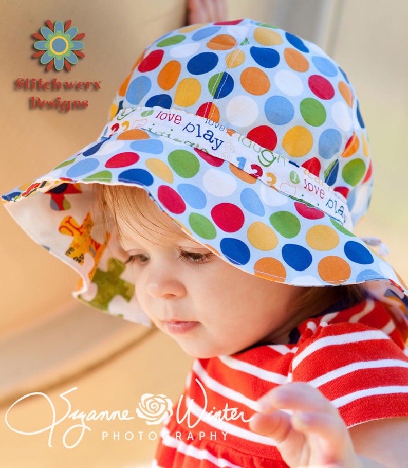 Garden Hat, PDF Sewing Pattern, Sun Hat Pattern, Baby Hat Pattern, Girls Hat Pattern, Wide Brim Hat, Hat Sewing Pattern, Gardening Hat image 4