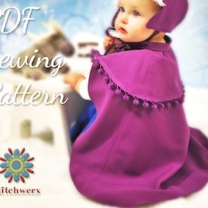 Childs Cape Sewing Pattern, Winter Cape PDF, Sew Winter Cape, PDF Cape Pattern, Baby Clothes Pattern