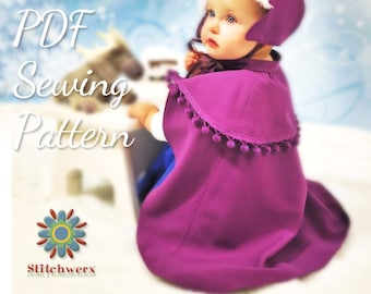 Childs Cape Sewing Pattern, Winter Cape PDF, Sew Winter Cape, PDF Cape Pattern, Baby Clothes Pattern