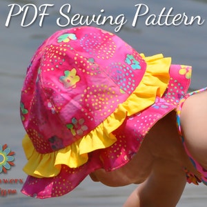 Sun Hat Pattern, PDF Sewing Pattern, Beach Hat Pattern, Child Hat Pattern, Baby Hat Pattern, Toddler Hat Pattern, Hat Sewing Pattern