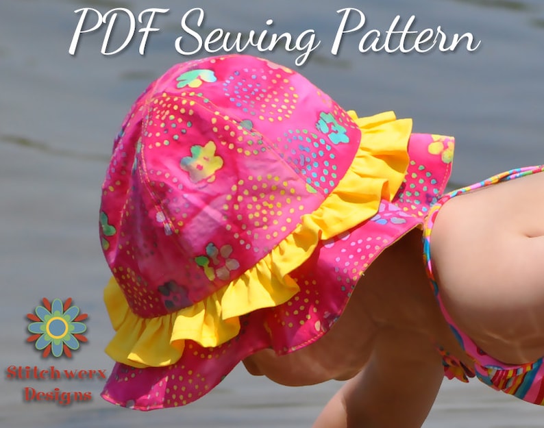 Sun Hat Pattern, PDF Sewing Pattern, Beach Hat Pattern, Child Hat Pattern, Baby Hat Pattern, Toddler Hat Pattern, Hat Sewing Pattern image 1