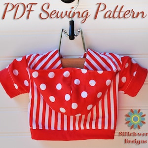 Dog T Shirt Hoodie Sewing Pattern, Small & Toy Breed Dog Clothes Sewing Pattern, Instant Download Digital PDF Pattern, Multiple Sizes