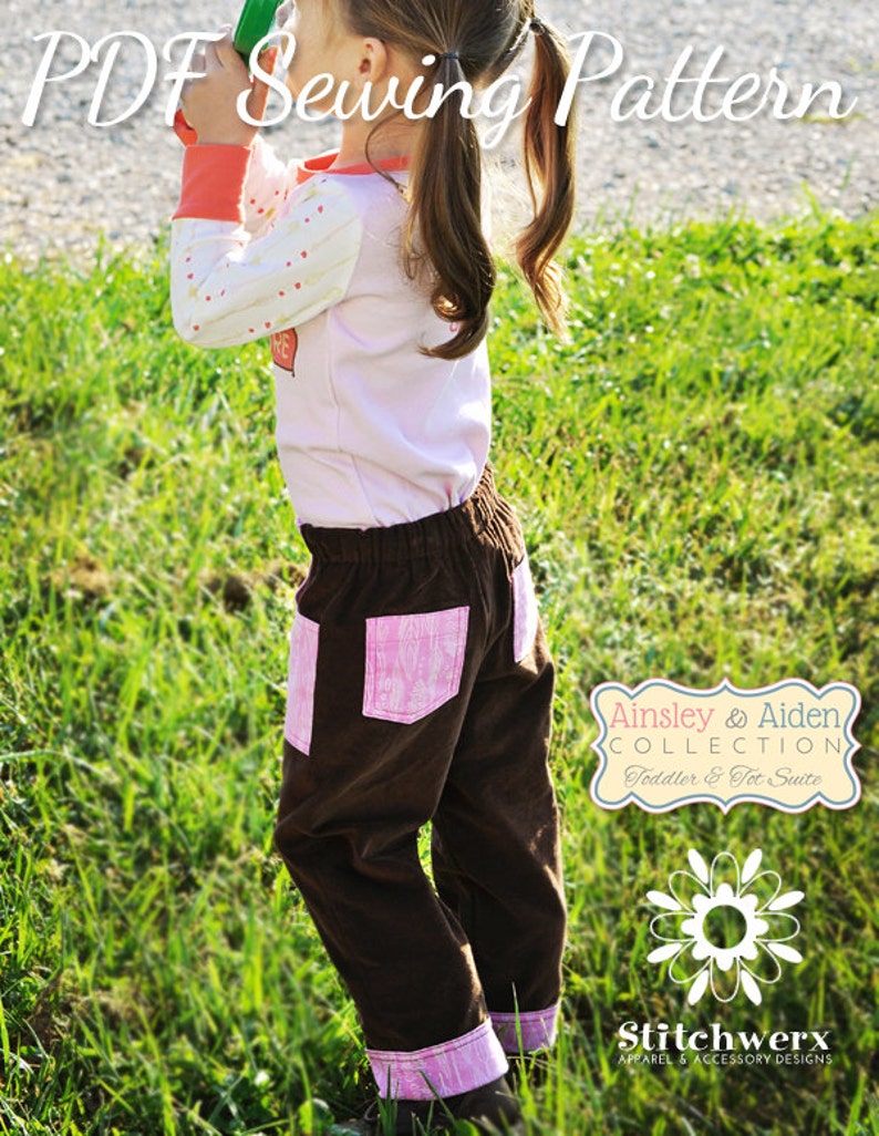 Lined Toddler Child Pants Sewing Pattern, Toddler Child Clothes Sewing Pattern, Kids Pants, Girls pants, Boys pants pattern, 18m 6y image 3
