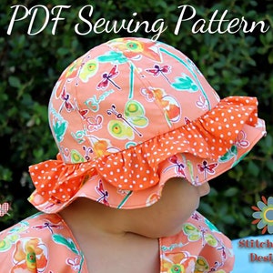 Sun Hat Pattern, PDF Sewing Pattern, Beach Hat Pattern, Child Hat Pattern, Baby Hat Pattern, Toddler Hat Pattern, Hat Sewing Pattern image 5