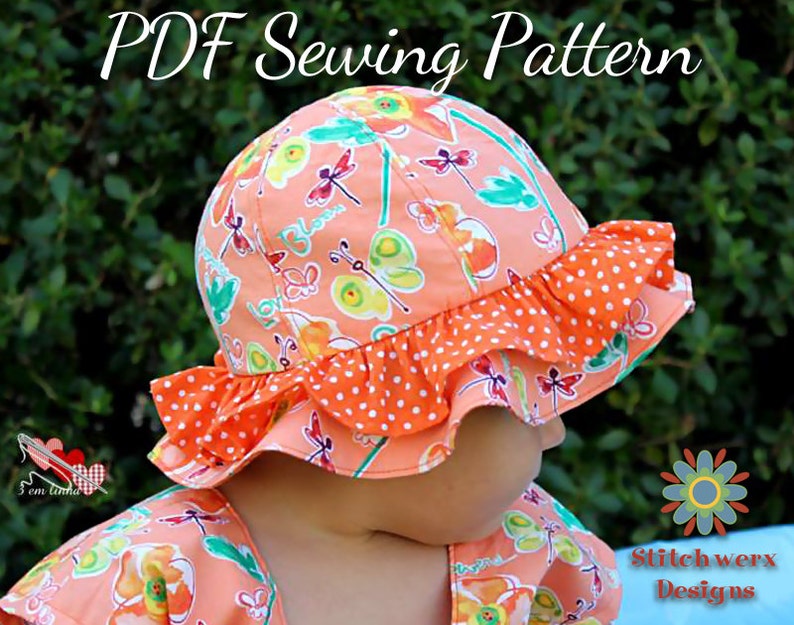 Sun Hat Pattern, PDF Sewing Pattern, Beach Hat Pattern, Child Hat Pattern, Baby Hat Pattern, Toddler Hat Pattern, Hat Sewing Pattern image 5