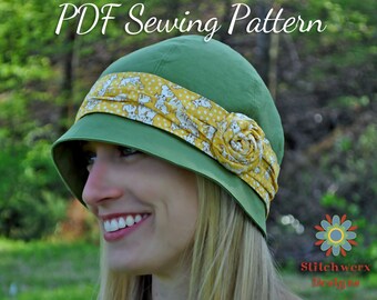 DIGITAL HAT PATTERN, Cloche Hat Pattern, Retro Hat Pattern, Hat Sewing Pattern, Baby Hat Pattern, Womens Girls Hat Pattern, Digital Pdf