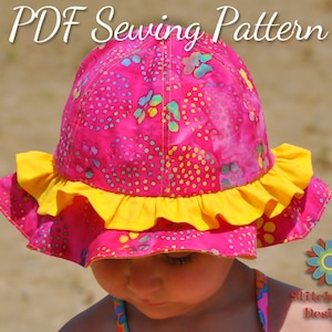 Sun Hat Pattern, PDF Sewing Pattern, Beach Hat Pattern, Child Hat Pattern, Baby Hat Pattern, Toddler Hat Pattern, Hat Sewing Pattern