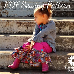 PDF Sewing Pattern, Ruffle Pants, Boutique Girls Pants, Capri Pattern, Child Clothes Sewing, Toddler Clothes, Sewing Pattern, Shorts Pattern image 1