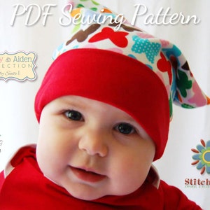 Baby Hat Pattern, Sew Slouchy Beanie, Baby Sewing Patterns, Infant Hat Pattern, Square Baby Hat, Slouchy Hat Pattern, Baby Clothes Pattern image 3