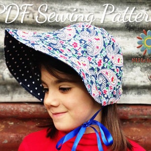 Bonnet Sewing Pattern, Hat PDF Pattern, Girls Hat Pattern, Womens Hat Pattern, Vintage Bonnet, Fur Brim Hat Pattern afbeelding 5