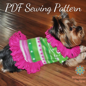 Toy Breed Dog Fleece Sweater Sewing Pattern, Dog Clothes Sewing Pattern, Instant Download Digital PDF Pattern, Multiple Sizes Included