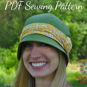 CLOCHE HAT PATTERN, Retro Vintage Flapper Hat Digital Pdf Sewing Pattern, Womens Hat Pattern, Tween-Adult Sizes, S110Adlt Azalea