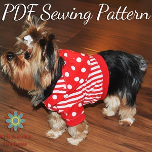 Dog Tee Sewing Pattern, Dog Hoodlie Sewing Pattern, Small Breed Dog Shirt Pattern, Digital PDF Instant Download, Multiple Sizes Included