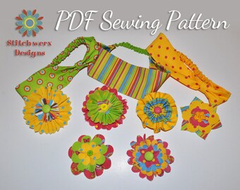 Girl's Headband Sewing Pattern, PDF Pattern, Fabric Flower, Hair Accessory, Girl's Sewing, Easy PDF Pattern