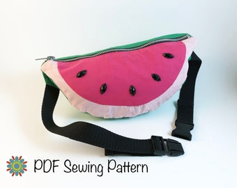 Watermelon Fanny Pack, PDF Sewing Pattern, DIY Bum Bag