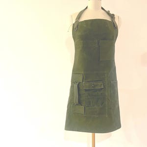 Men’s Apron Cooking Art Utility Work Apron Army Bag Canvas Handmade Unique Pockets