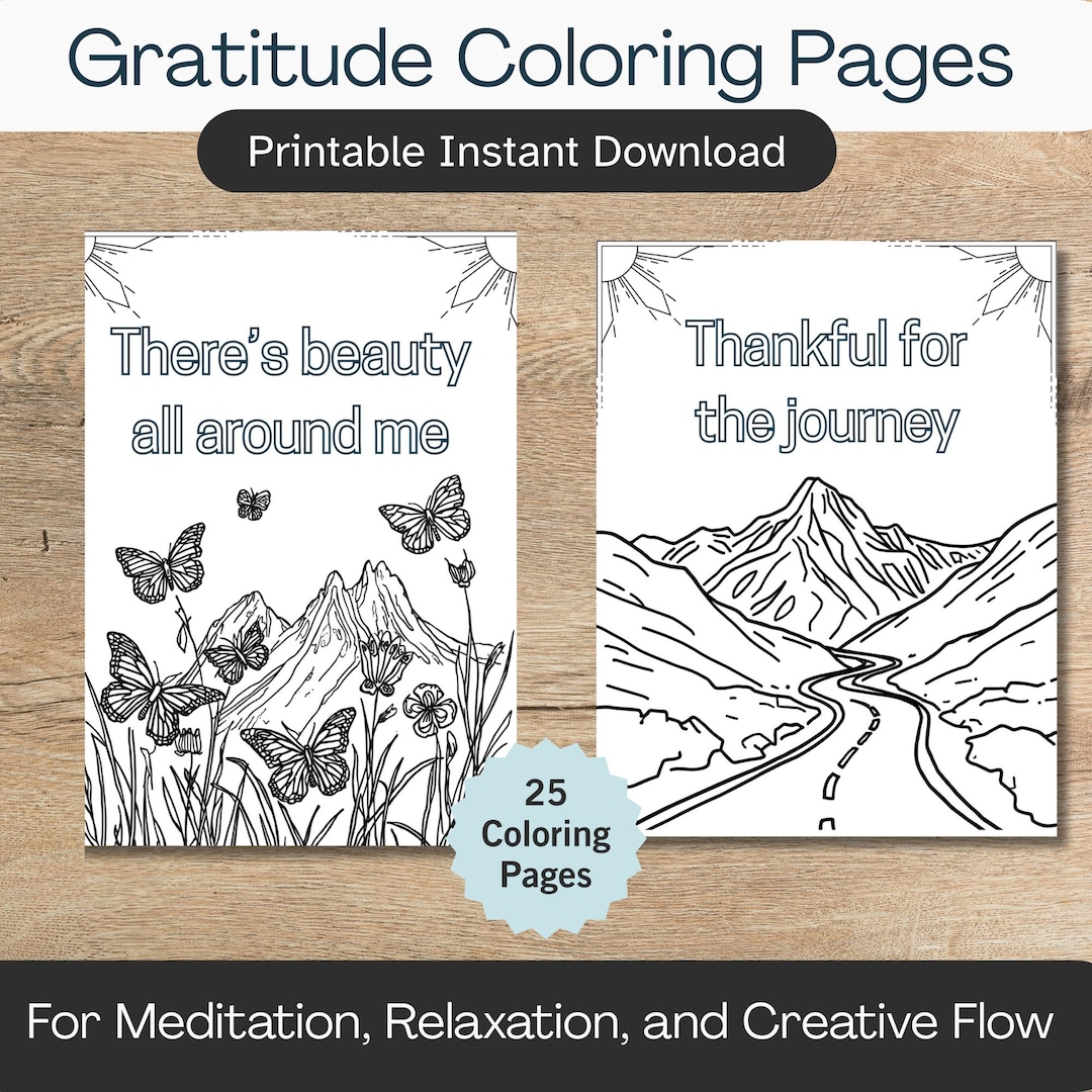 Gratitude Coloring Pages for Adults: 25 Inspiring Designs With Positive ...