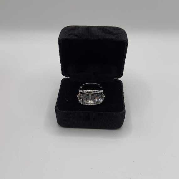 Silver Ring with White Rectangular Stone Studded … - image 2
