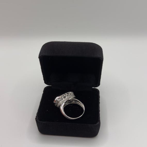 Silver Ring with White Rectangular Stone Studded … - image 4