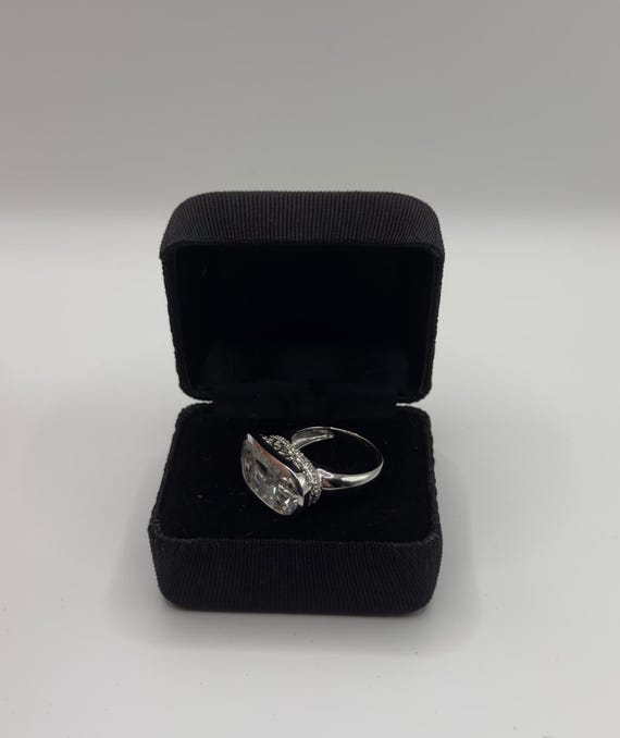Silver Ring with White Rectangular Stone Studded … - image 3